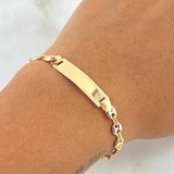 Pulso GC 3.4gr / 18cm / 5mm Liso - Placa Rectangular Bordeada Tres Oros 18K