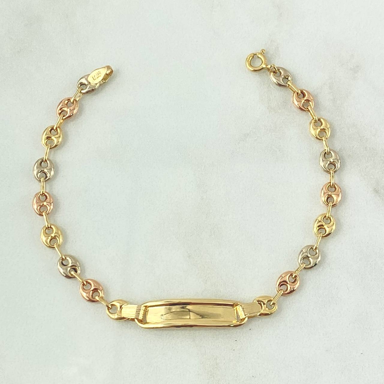 Pulso GC 3.3gr / 17cm / 5mm Liso - Placa Rectangular Borde Liso Tres Oros 18K