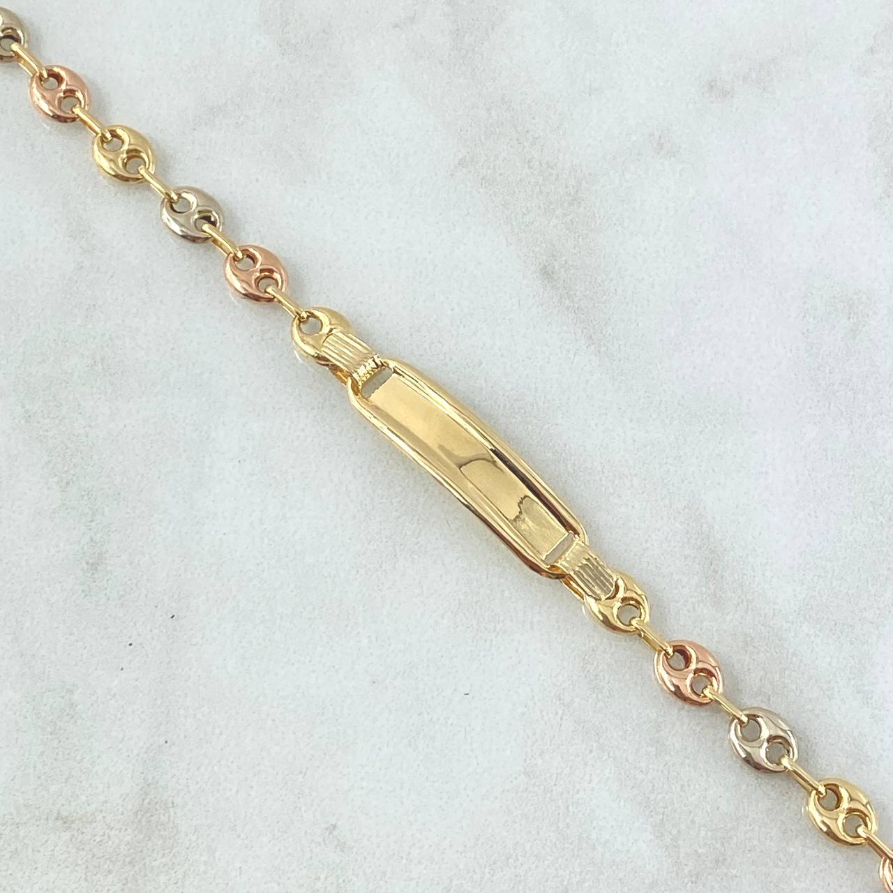 Pulso GC 3.3gr / 17cm / 5mm Liso - Placa Rectangular Borde Liso Tres Oros 18K