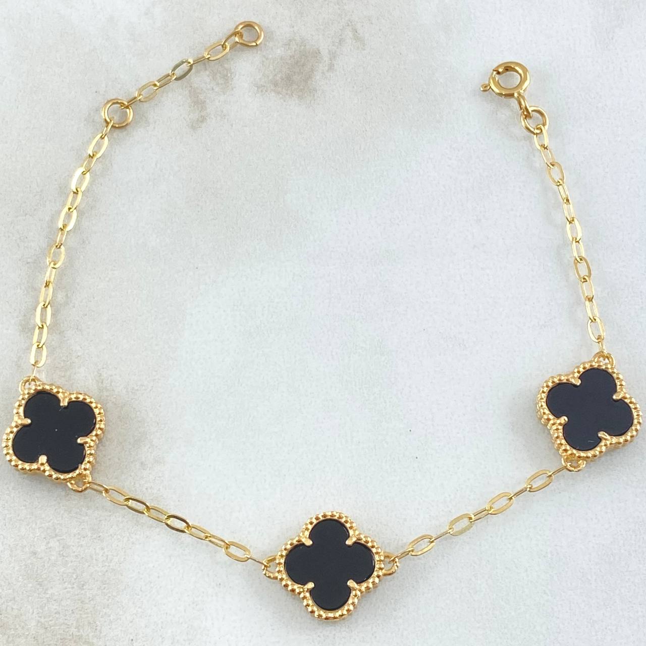 Pulso Aro Seguido Trebol 5.4gr / 17cm-18cm / Nac.Esp. Oro 18K ©