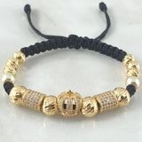 Pulsera Negra Herraje Corona 10.4gr / Oro 18K ©