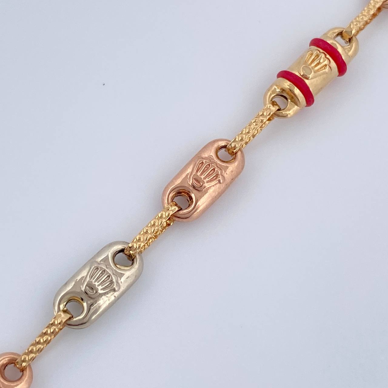 Tobillera Rustica Barril Corona Rx 5.1gr / 25cm / Tres Oros 18K $