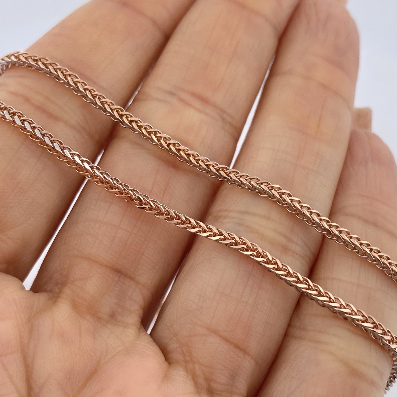 Cadena Franco 5.5gr / 60.4cm / Dos Oros Blanco Rosa +3 18K $