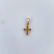Dije Cruz Doble Faz 0.95gr / 1.7cm / Circones Blancos Verdes Oro Amarillo 18K &
