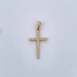 Dije Cruz 1.2gr / 2.9cm / Circones Blancos Oro Amarillo 18K &