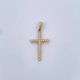 Dije Cruz 1.2gr / 2.9cm / Circones Blancos Oro Amarillo 18K &