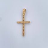 Dije Cruz 1.2gr / 2.9cm / Circones Blancos Oro Amarillo 18K &