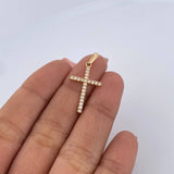 Dije Cruz 1.2gr / 2.9cm / Circones Blancos Oro Amarillo 18K &