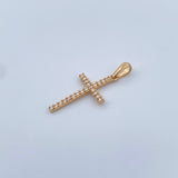 Dije Cruz 1.2gr / 2.9cm / Circones Blancos Oro Amarillo 18K &