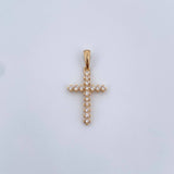Dije Cruz 1.55gr / 3.1cm / Circones Blancos Oro Amarillo 18K &