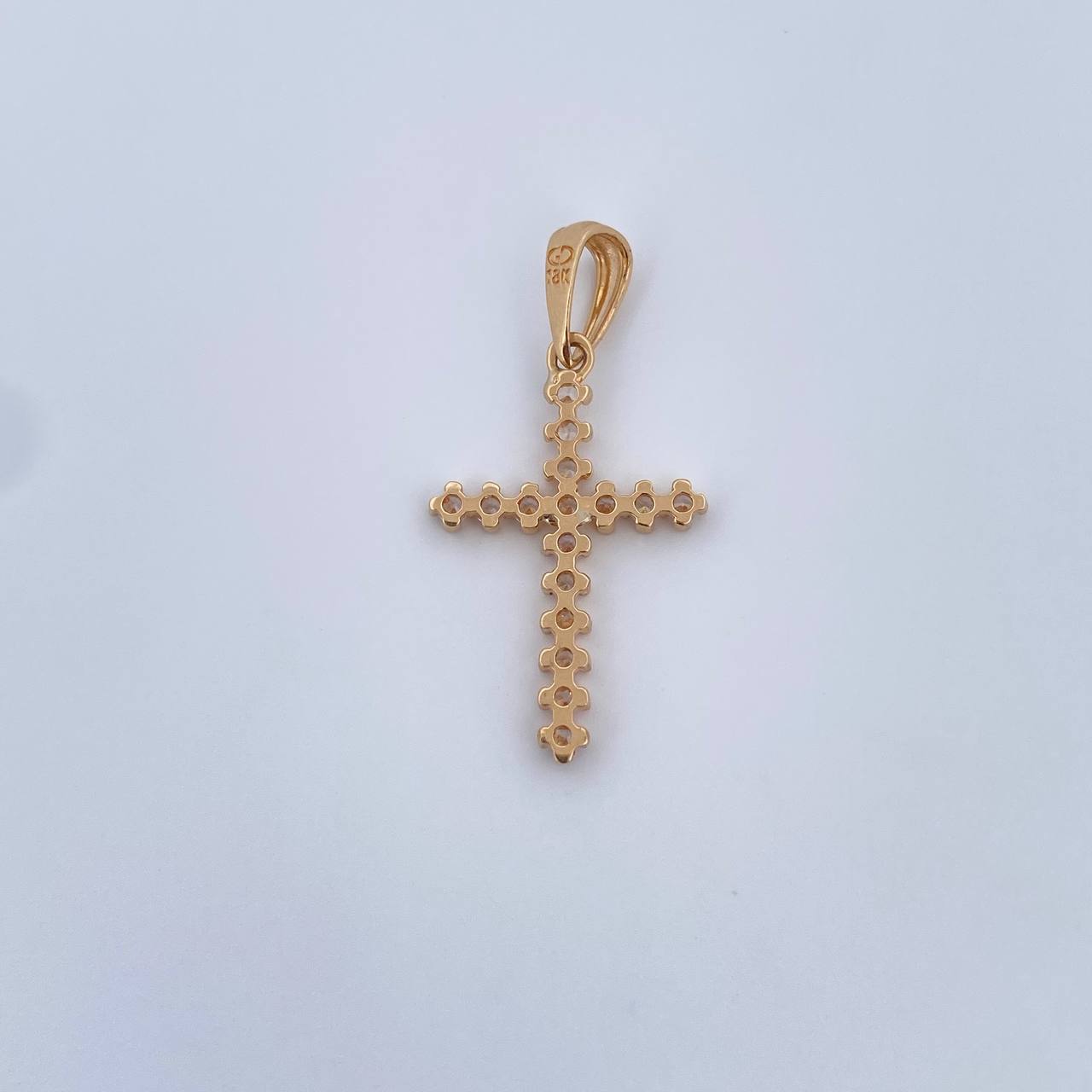 Dije Cruz 1.55gr / 3.1cm / Circones Blancos Oro Amarillo 18K &