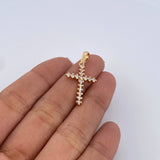 Dije Cruz 1.55gr / 3.1cm / Circones Blancos Oro Amarillo 18K &