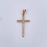 Dije Cruz  1.05gr / 3.3cm / Circones Blancos Oro Rosa 18K &
