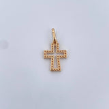 Dije Silueta Cruz 0.9gr / 2cm / Circones Blancos Oro Amarillo 18K &