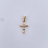 Dije Cruz 0.95gr / 2cm / Circones Blancos Oro Amarillo 18K &