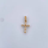 Dije Cruz 0.95gr / 2cm / Circones Blancos Oro Amarillo 18K &