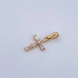 Dije Cruz 0.95gr / 2cm / Circones Blancos Oro Amarillo 18K &