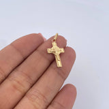 Dije Cruz Cristo San Benito 0.8gr / 2.7cm / Oro Amarillo 18K &