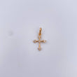 Dije Cruz 0.65gr / 2.1cm / Circones Blancos Oro Amarillo 18K &