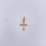 Dije Cruz 0.65gr / 2.1cm / Circones Blancos Oro Amarillo 18K &