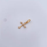 Dije Cruz 0.65gr / 2.1cm / Circones Blancos Oro Amarillo 18K &