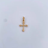 Dije Cruz 0.65gr / 2.1cm / Circones Blancos Oro Amarillo 18K &