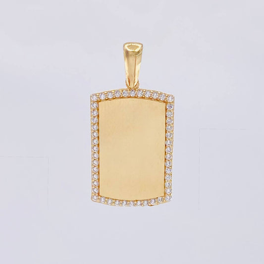 Dije Placa rectangular Ovalada 3.9g / 3.1cm Oro Amarillo 18K
