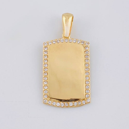 Dije Placa Rectangular Ovalada 2.5 g / 2.5 cm Oro Amarillo 18K