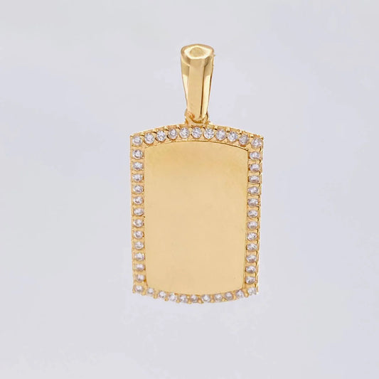 Dije Placa Bordeada 3.7g / 3.2cm Oro Amarillo 18K