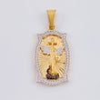 Dije Placa San Miguel Arcangel 5 g / 3.7 cm Dos Oros Amarillo Blanco 18K