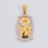 Dije Placa San Miguel Arcangel 5 g / 3.7 cm Dos Oros Amarillo Blanco 18K