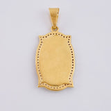 Dije Placa San Miguel Arcangel 5 g / 3.7 cm Dos Oros Amarillo Blanco 18K