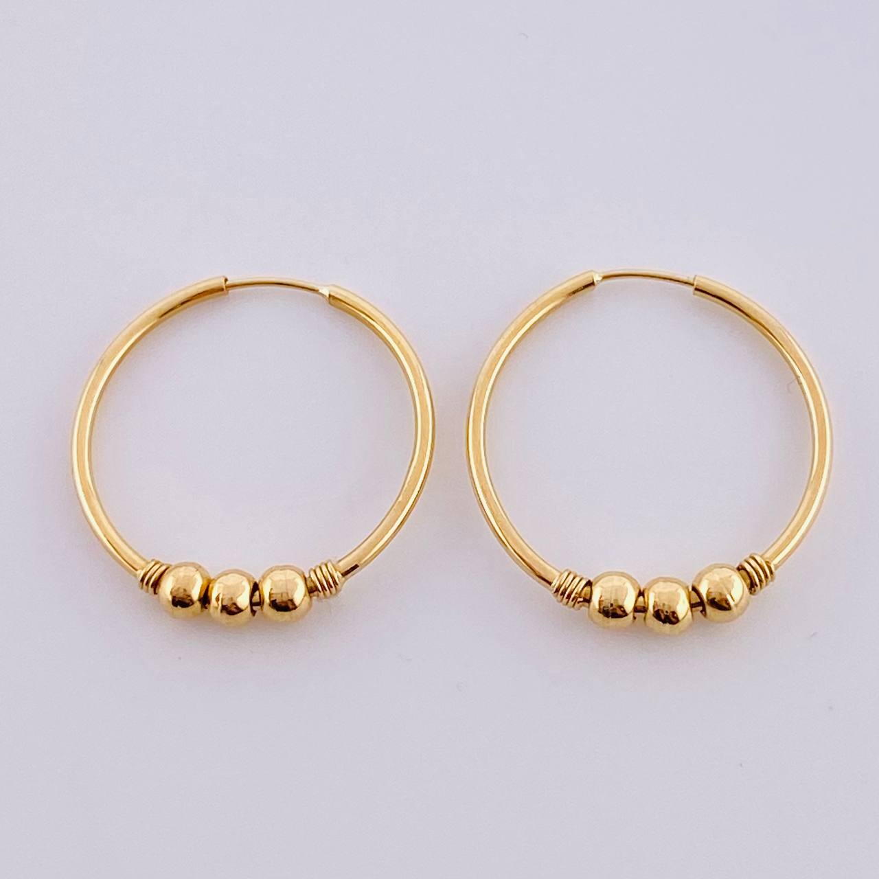 Candongas Trio Bola 1.25gr / 2cm-Oro Amarillo 18K
