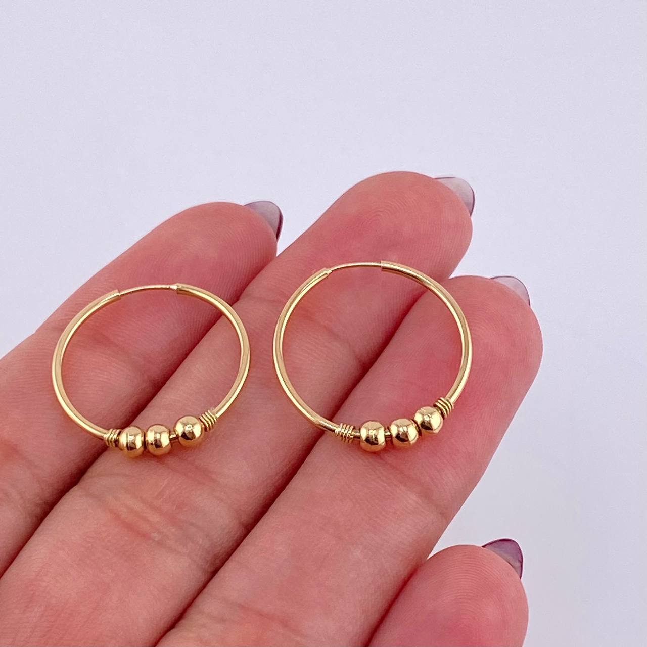 Candongas Trio Bola 1.25gr / 2cm-Oro Amarillo 18K