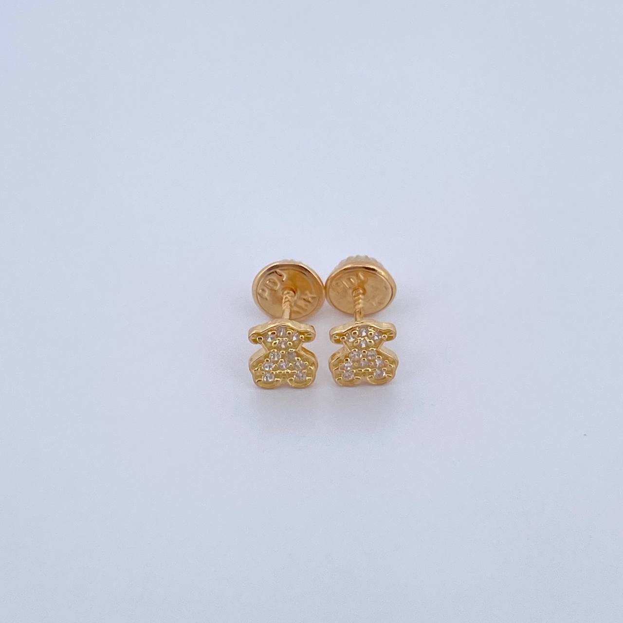 Topos Oso Ts 0.8gr / Circones Blancos Oro Amarillo 18K $