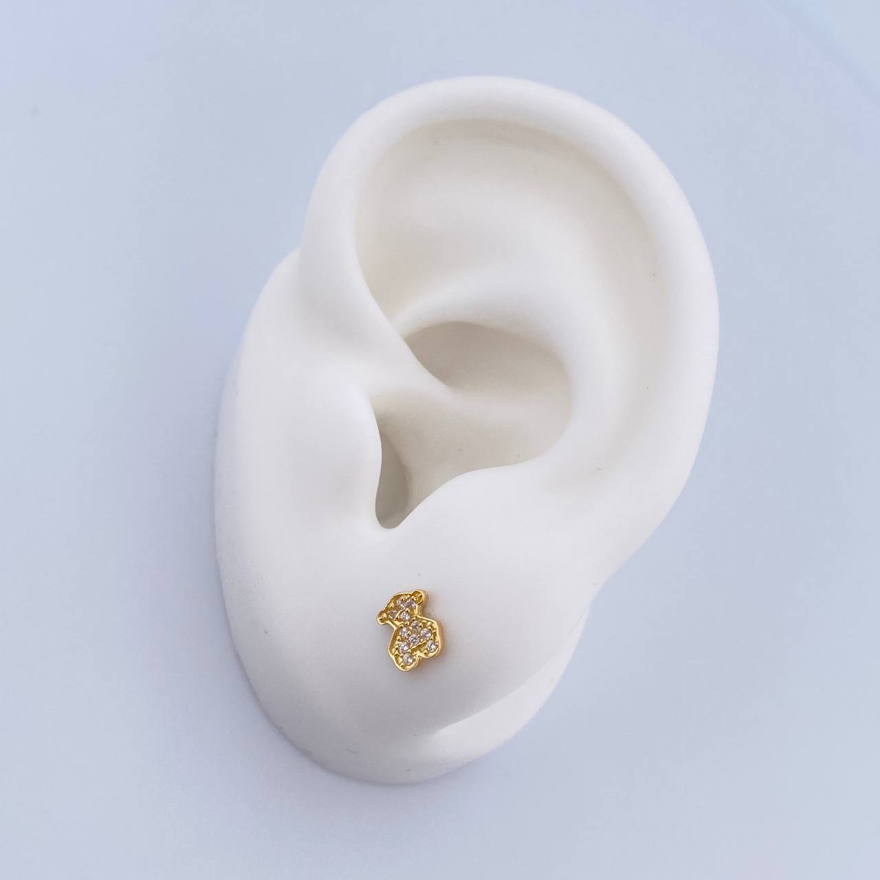 Topos Oso Ts 0.75gr / Circones Blancos Oro Amarillo 18K $