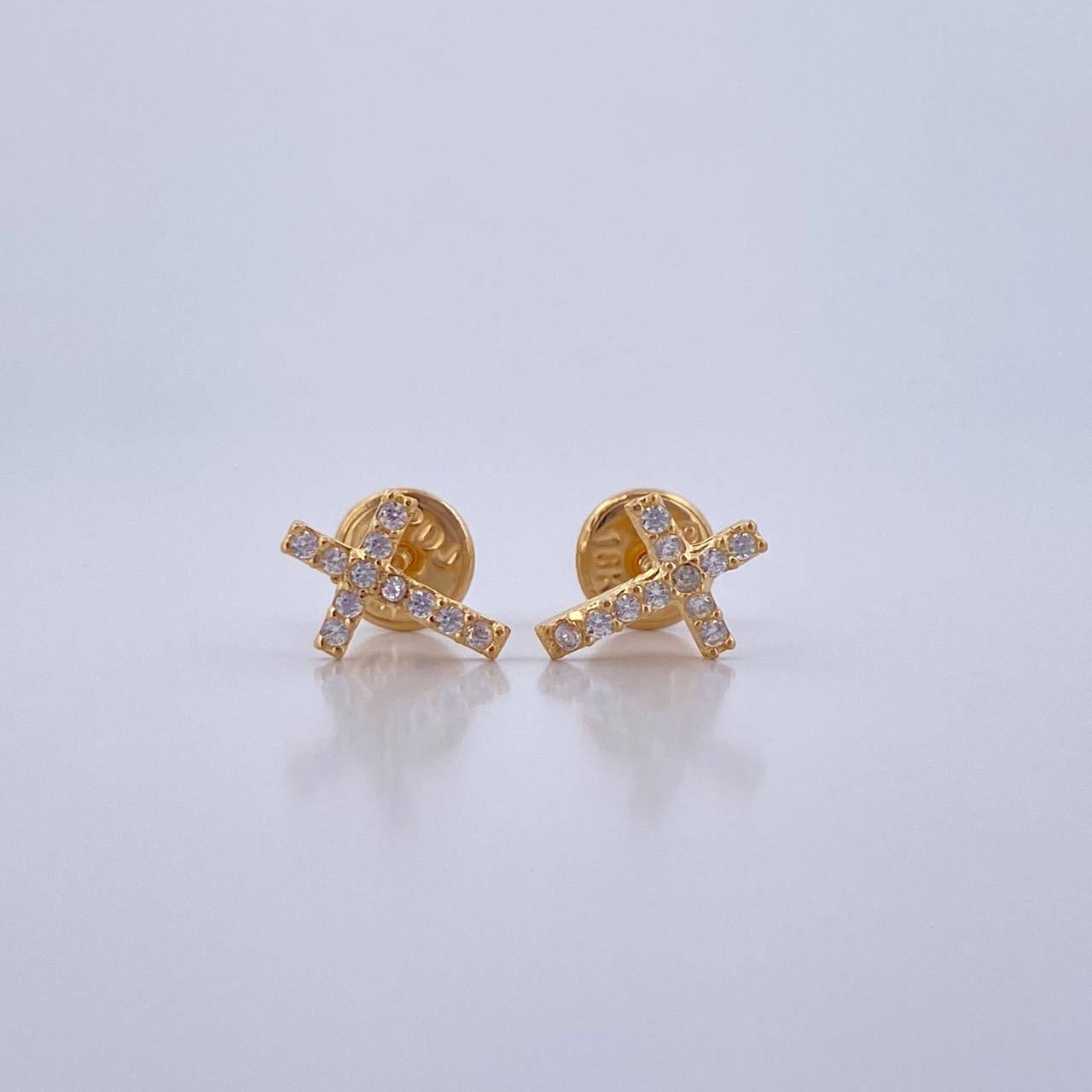 Topos Cruz 0.7gr / Circones Blancos Oro Amarillo 18K &