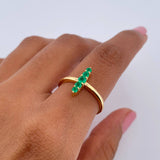 Anillo Linea 2.2gr / T6 3/4 / Esmeralda 28Pts Oro Amarillo 18K (Joya) &