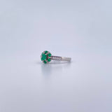 Anillo Halo Churumbela 2.75gr / T6 1/4 / Esmeralda 33 Pts Diamante 11Pts Oro Blanco 18K (Joya) &