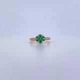 Anillo Halo Churumbela 3.05gr / T6 1/4 / Esmeralda 28 Pts Diamante 14 Pts Dos Oros Amarillo Blanco 18K (Joya) &