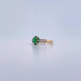 Anillo Halo Churumbela 2.95gr / T7 / Esmeralda 27 Pts Diamante 15 Pts Dos Oros Amarillo Blanco 18K (Joya) &