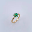 Anillo Halo Churumbela 3.05gr / T6 1/4 / Esmeralda 28 Pts Diamante 14 Pts Dos Oros Amarillo Blanco 18K (Joya) &