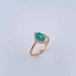 Anillo Rombo Gotico 3.65gr / T8 / Esmeralda 55 Pts Diamante 10 Pts Dos Oros Amarillo Blanco 18K (Joya) &