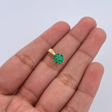 Dije Flor 0.85gr / 1.2cm / Esmeralda 35 Pts Oro Amarillo 18K (Joya) &