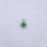 Dije Flor 0.85gr / 1.2cm / Esmeralda 35 Pts Oro Amarillo 18K (Joya) &