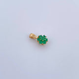 Dije Flor 0.85gr / 1.2cm / Esmeralda 35 Pts Oro Amarillo 18K (Joya) &