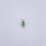 Dije Rectangulo 0.3gr / 0.8cm / Esmeralda 21 Pts  Oro Amarillo 18K (Joya) &