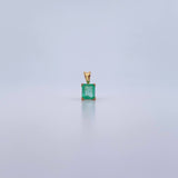 Dije Cuadrado 0.95gr / 1cm/ Esmeralda 71 Pts Oro Amarillo 18K (Joya) &