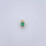 Dije Cuadrado 0.95gr / 1cm/ Esmeralda 71 Pts Oro Amarillo 18K (Joya) &
