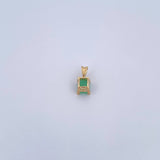 Dije Cuadrado 0.85gr / 1.1cm / Esmeralda 97 Pts Oro Amarillo 18K (Joya) &